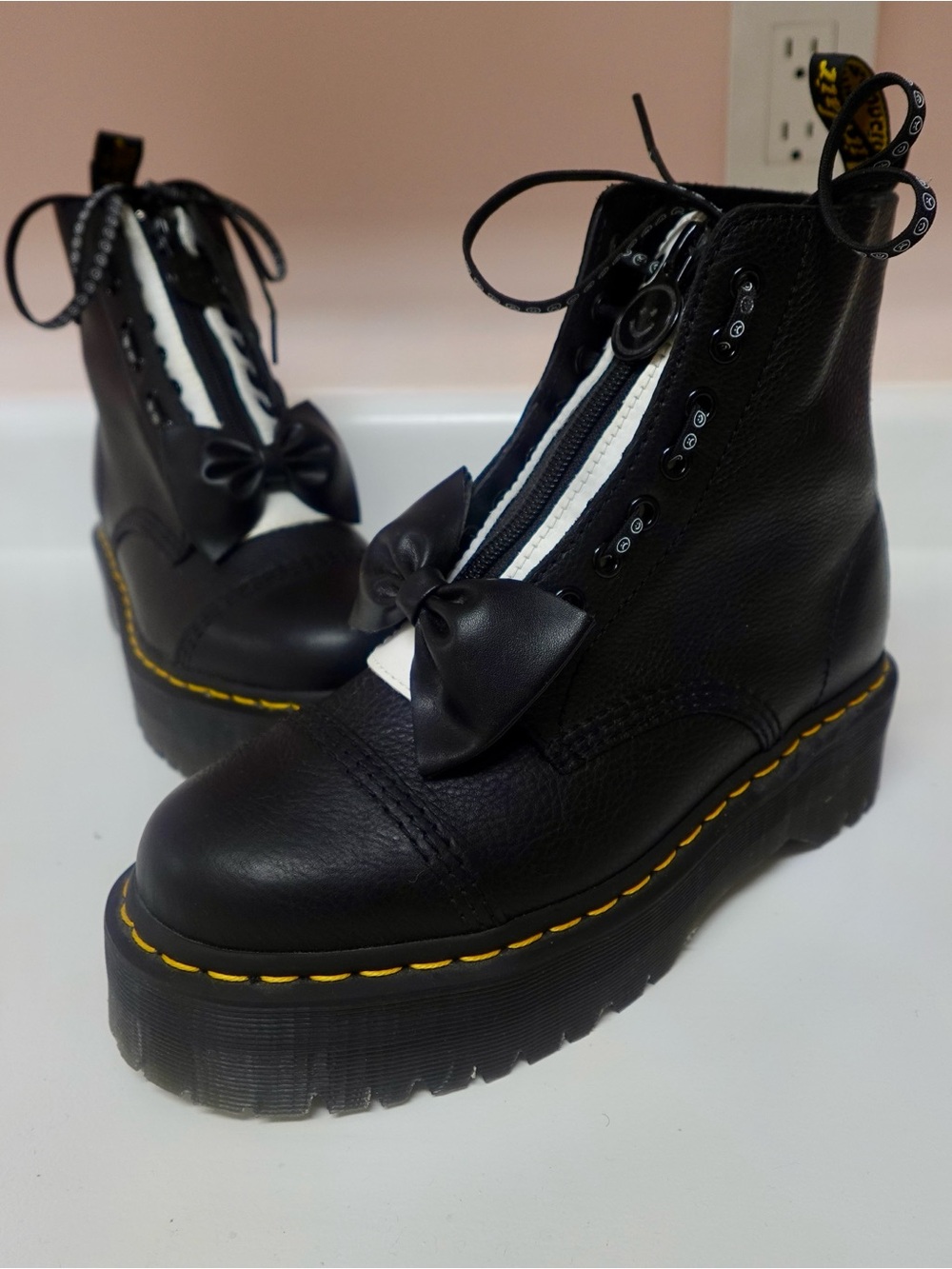 Authentic Doc Martens X Lazy Oaf Sinclair Chunky Platform Bow Lo Black Boots